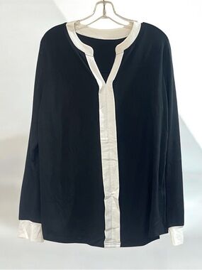 Black Blouse with White Trim
